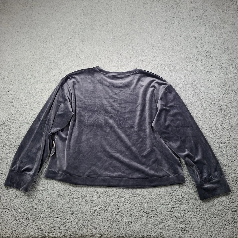 24/7 By Soma Velour Sweatshirt XL Gray Ink Women Velvet Cozy Soft Crewneck Boxy